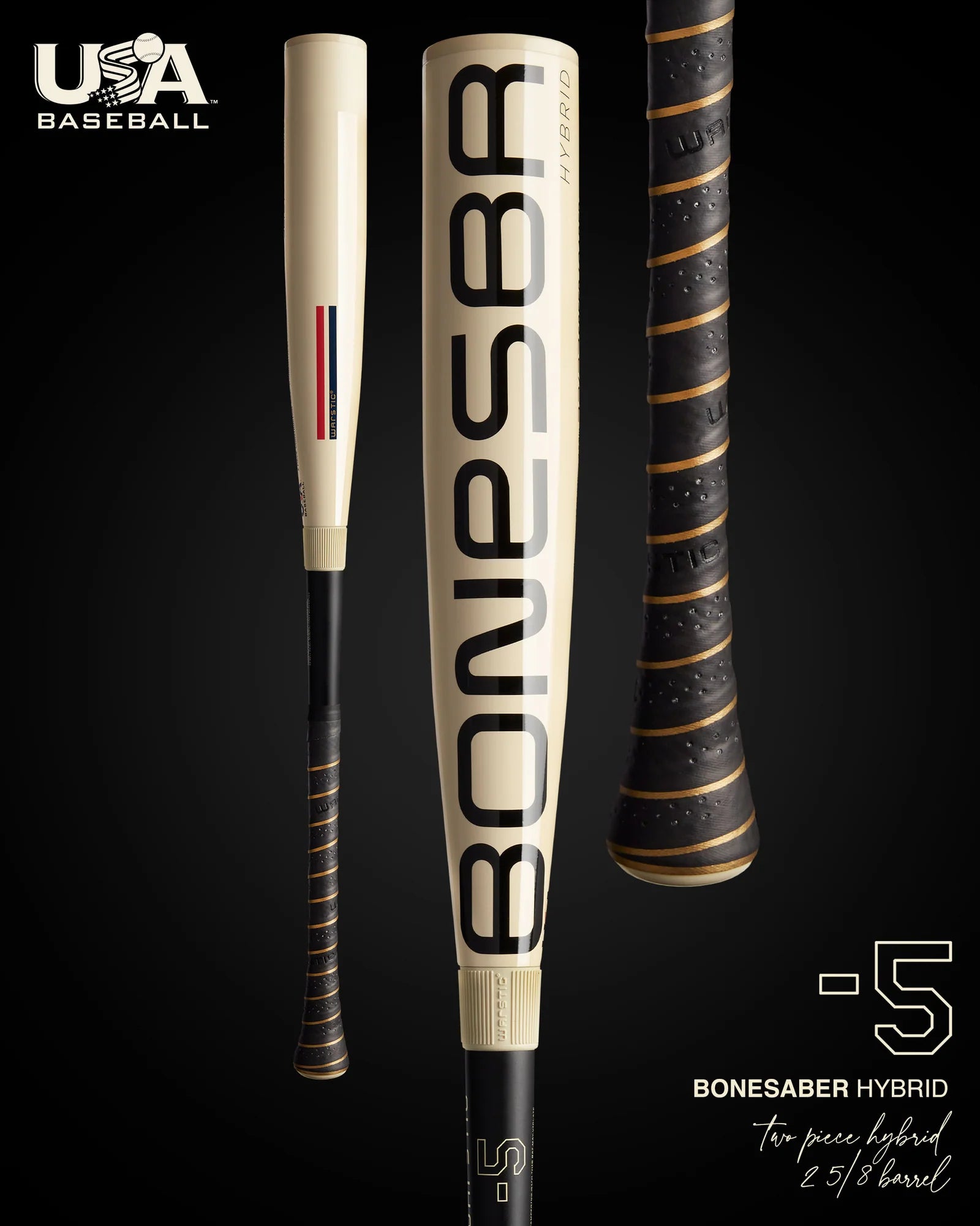 2025 Warstic Bonesaber Hybrid -5 USA Baseball Bat: MBBSH25UBWH5
