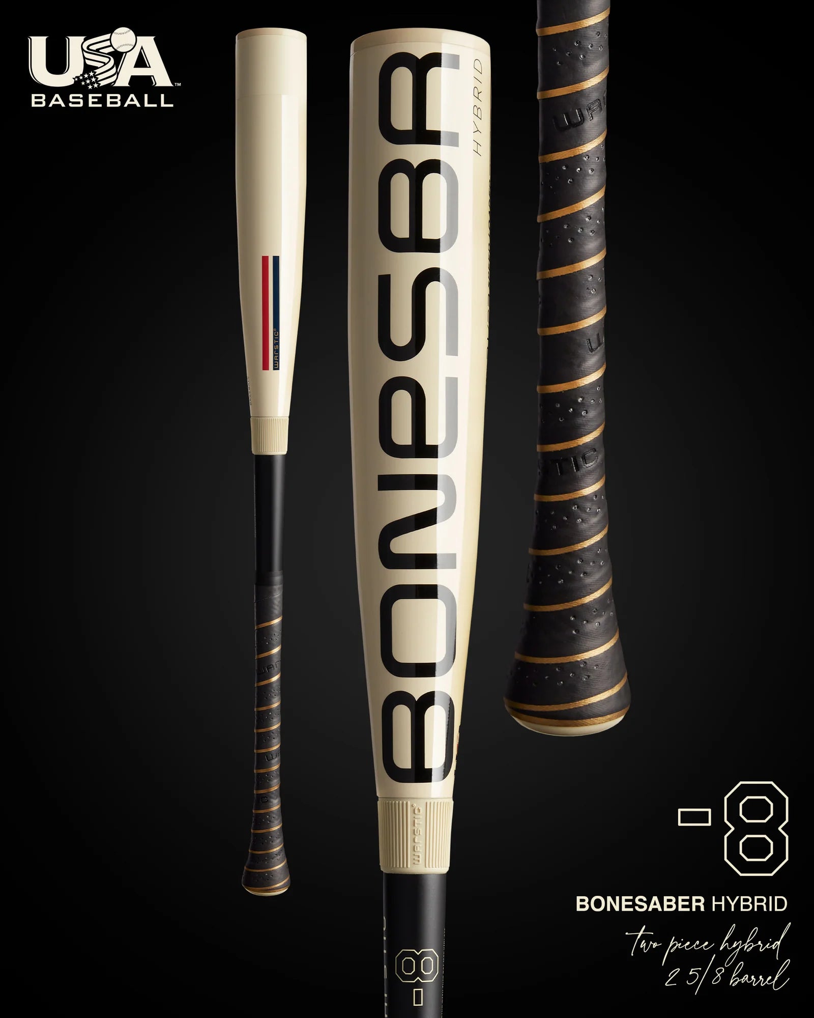 2025 Warstic Bonesaber Hybrid -8 USA Baseball Bat: MBBSH25UBWH8