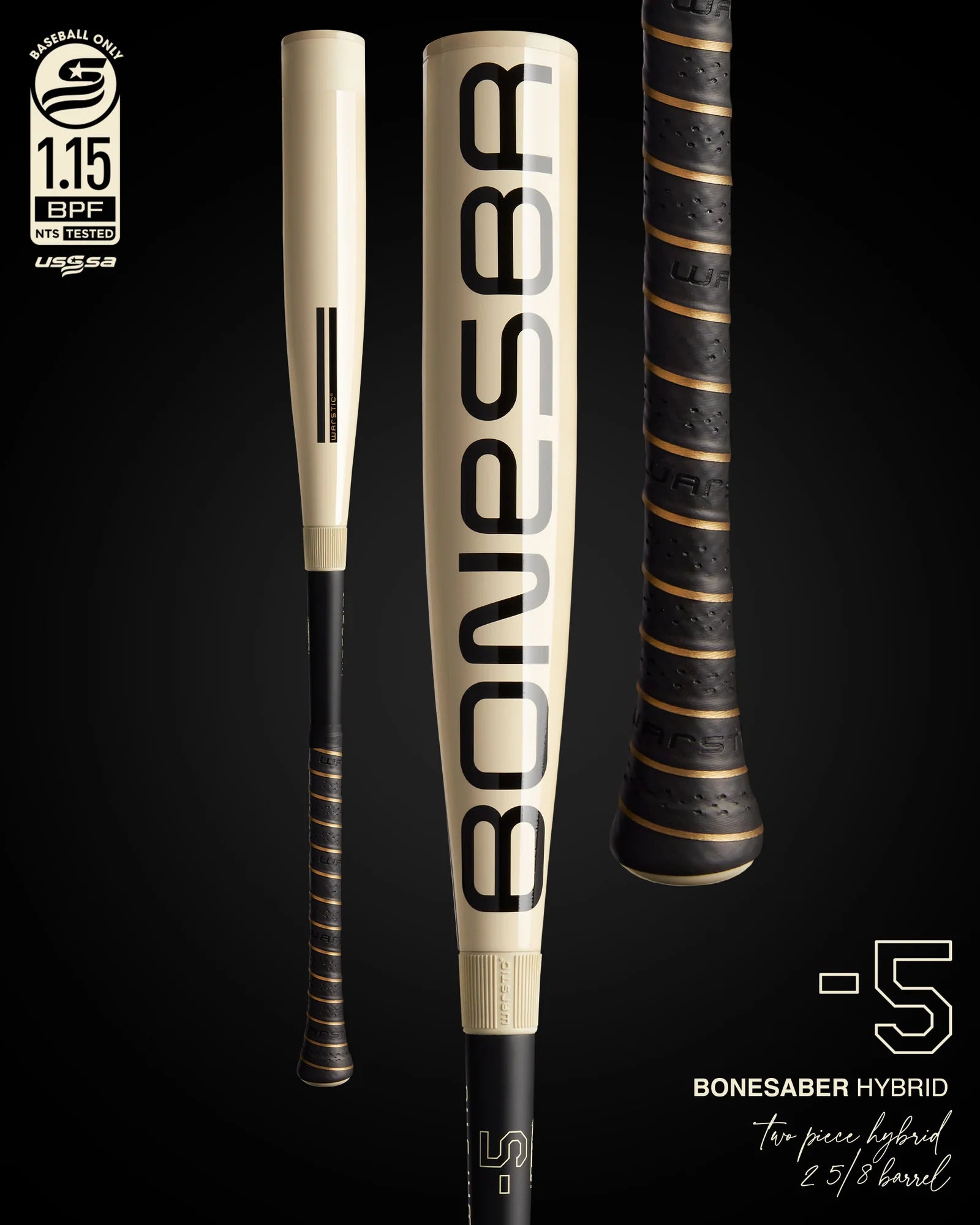 2025 WARSTIC BONESABER HYBRID -5 USSSA METAL BASEBALL BAT: MBBSH25WH5
