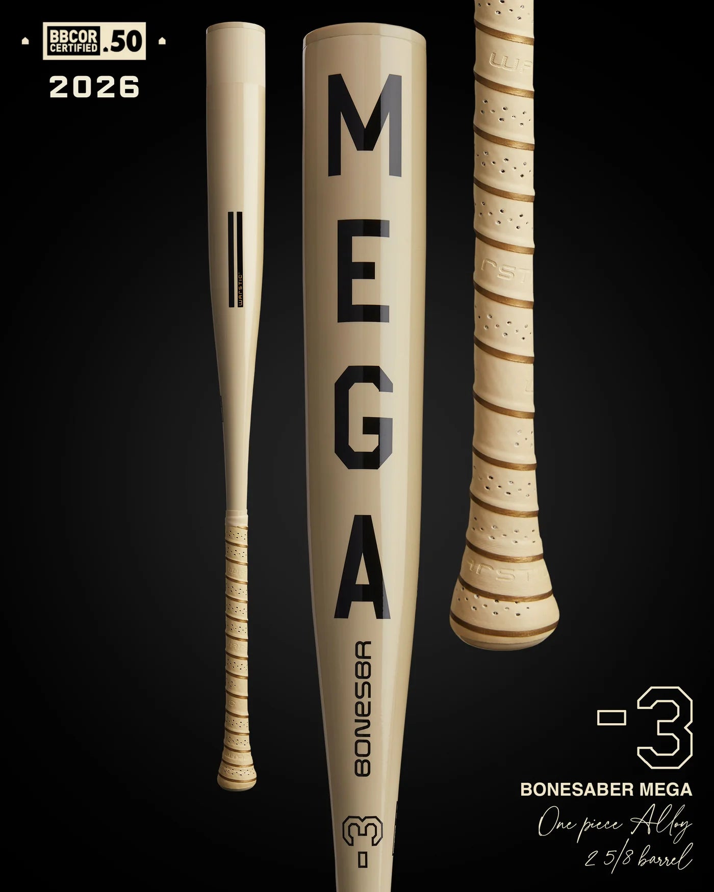 2026 Warstic Bonesaber Mega BBCOR Baseball Bat: MBBSRM25WH