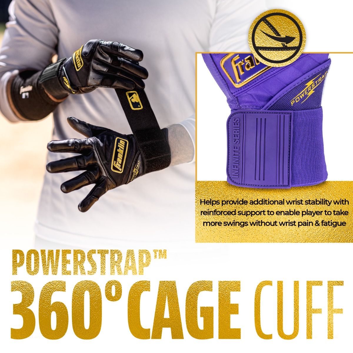 Franklin Adult Powerstrap® Infinite Batting Gloves: Purple