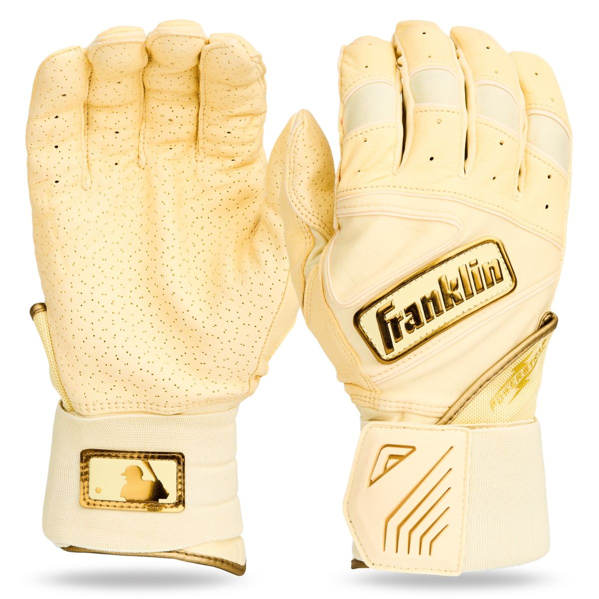 Franklin Adult Powerstrap® Infinite Batting Gloves: Vanilla Gold
