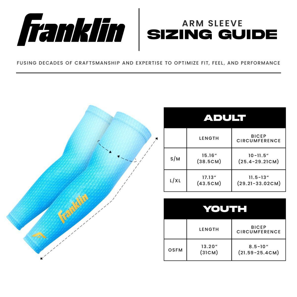 Franklin Carolina Blue Baseball Arm Sleeve