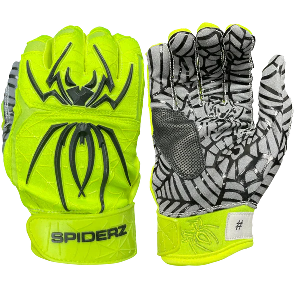 Spiderz HYBRID Batting Gloves - Neon Yellow/Black