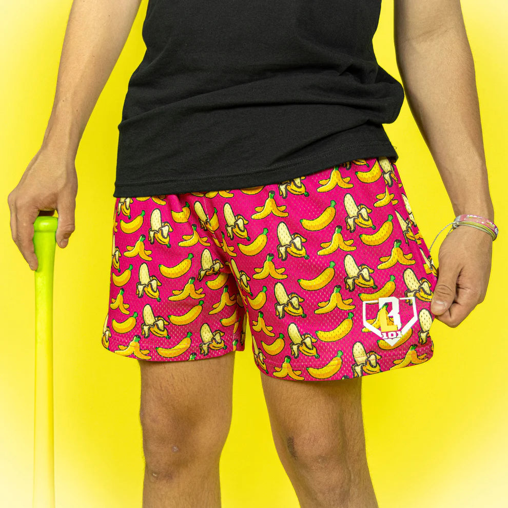 Baseball Lifestyle 101 Banana Youth Shorts - Pink
