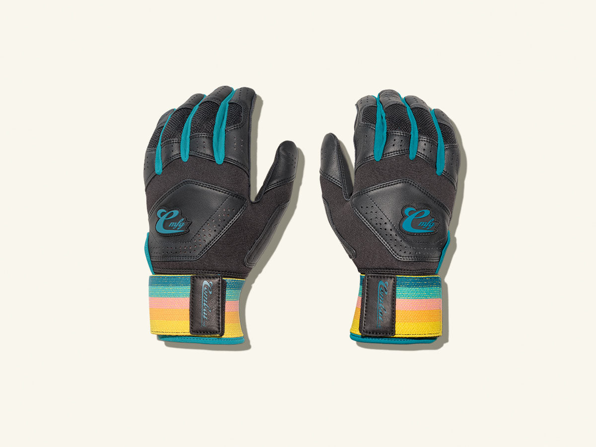 Combat MFG Coastal Collective Adult Long Strap Batting Gloves: Black