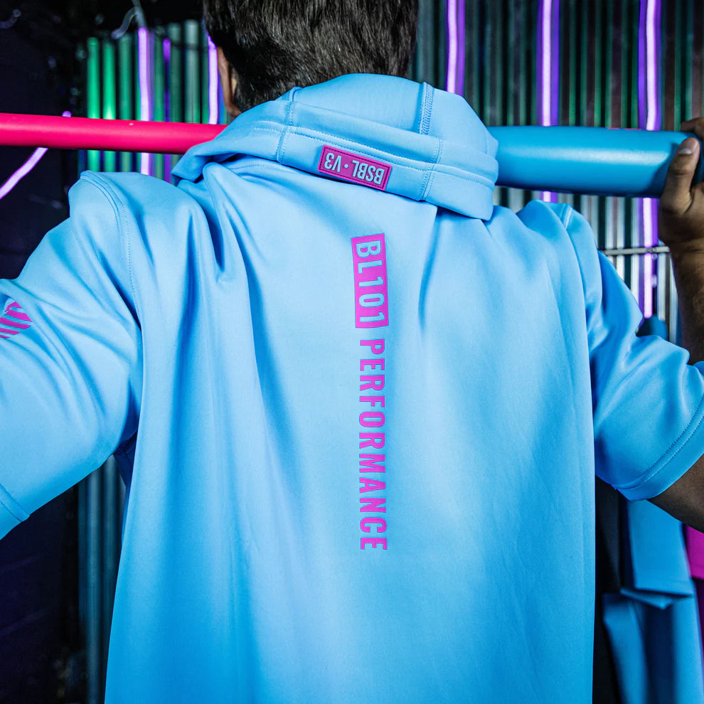 Baseball Lifestyle 101 YOUTH BSBL-SZN Short Sleeve Hoodie V2 Cotton Candy Blue