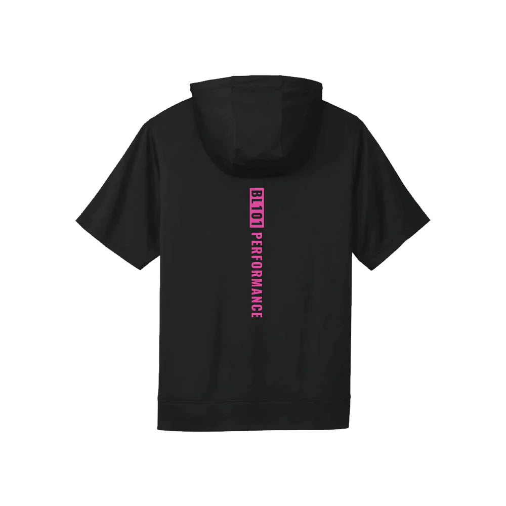 Baseball Lifestyle 101 BSBL-SZN Short Sleeve Hoodie V2 Black/Pink - Adult