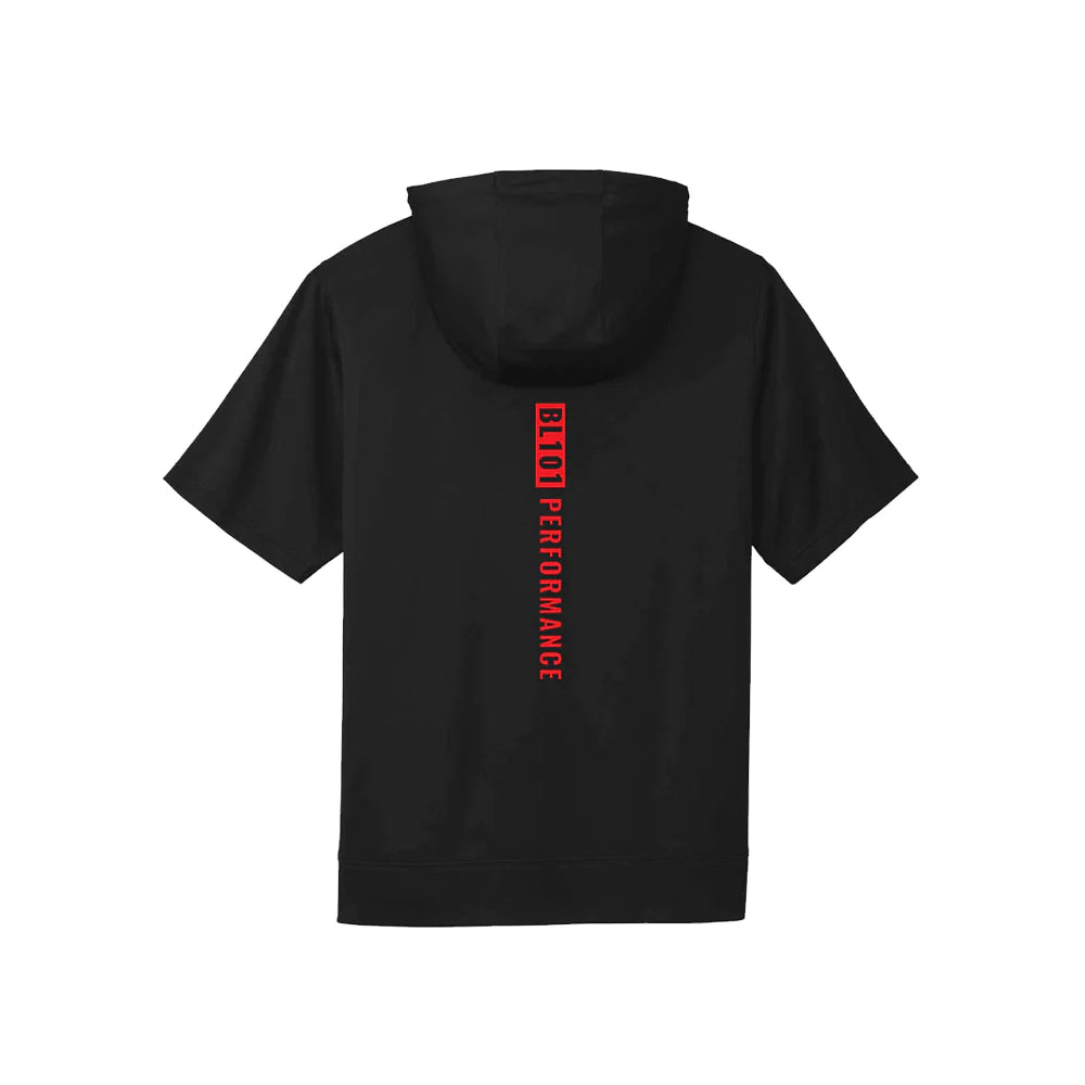Baseball Lifestyle 101 BSBL-SZN Short Sleeve Hoodie V2 Black/Red - Adult