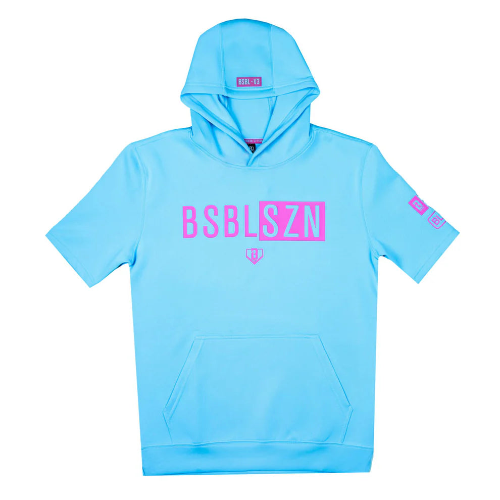 Baseball Lifestyle 101 YOUTH BSBL-SZN Short Sleeve Hoodie V2 Cotton Candy Blue