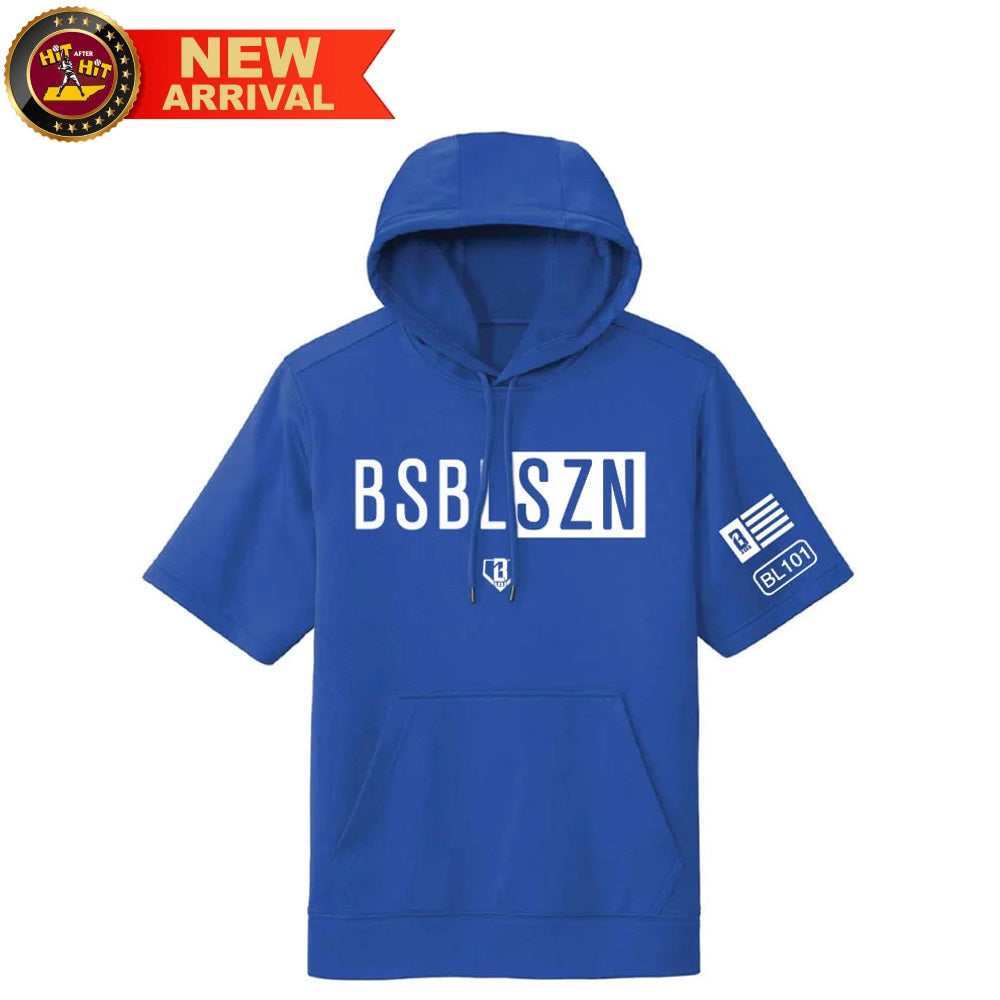 Baseball Lifestyle 101 BSBL-SZN Short Sleeve Hoodie V2 Royal - Adult