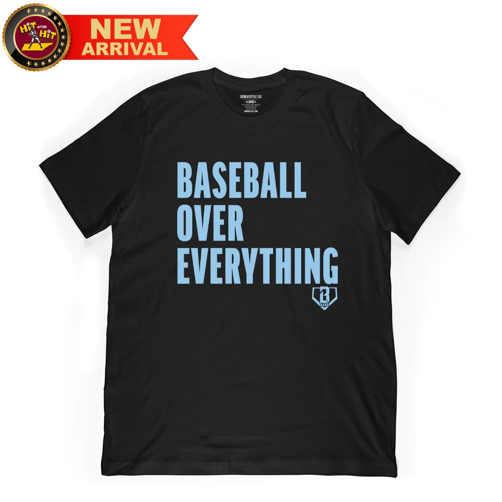 Baseball Over Everything Adult Tee - Black/Blue