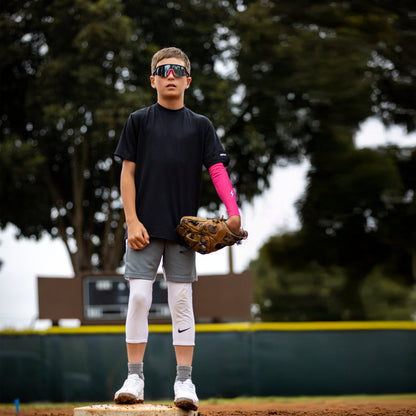 100% SLENDALE Youth Matte Black/Pink HiPER Blue Mirror: 60066-00006