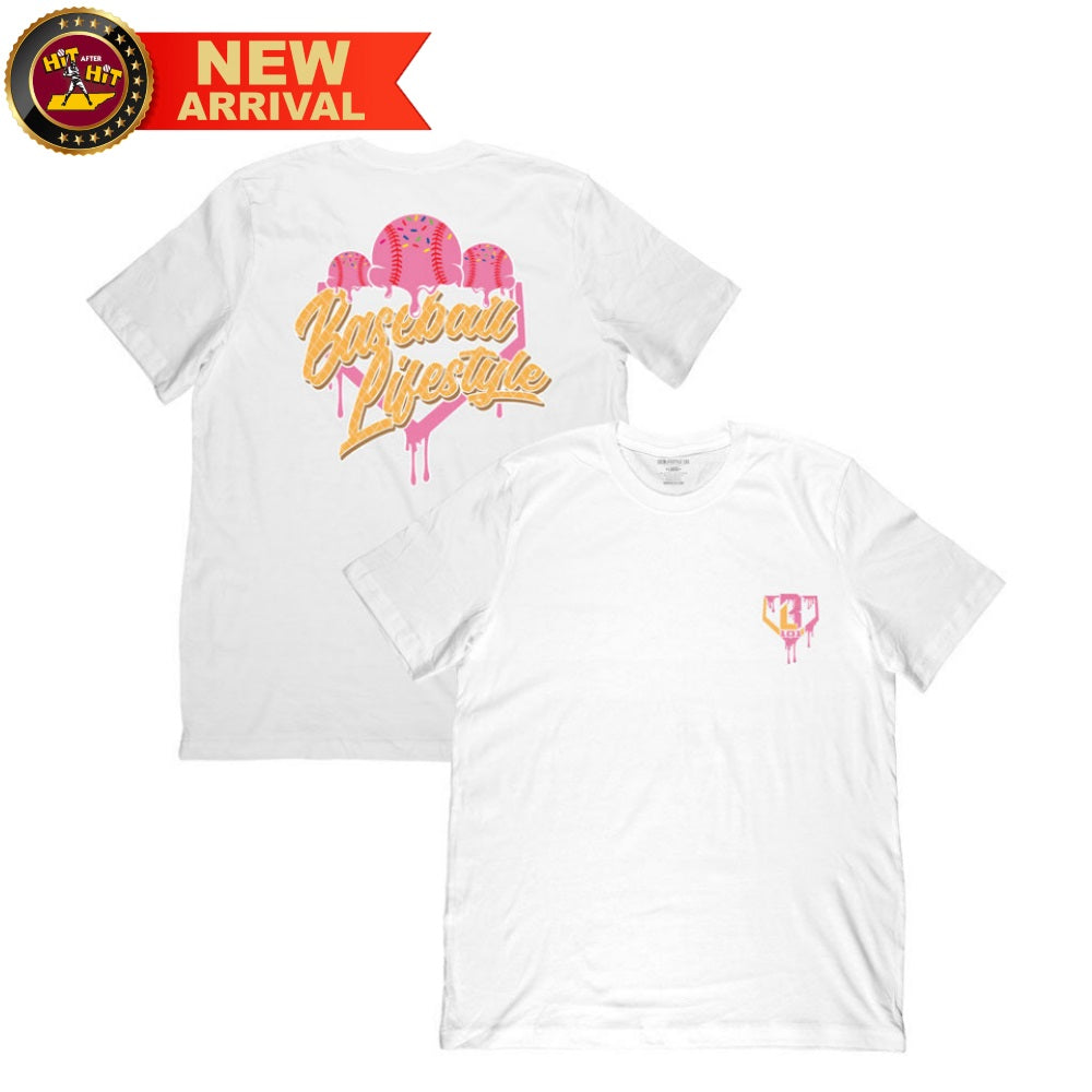 Baseball Lifestyle 101 Adult Ice Cream Tee - Strawberry
