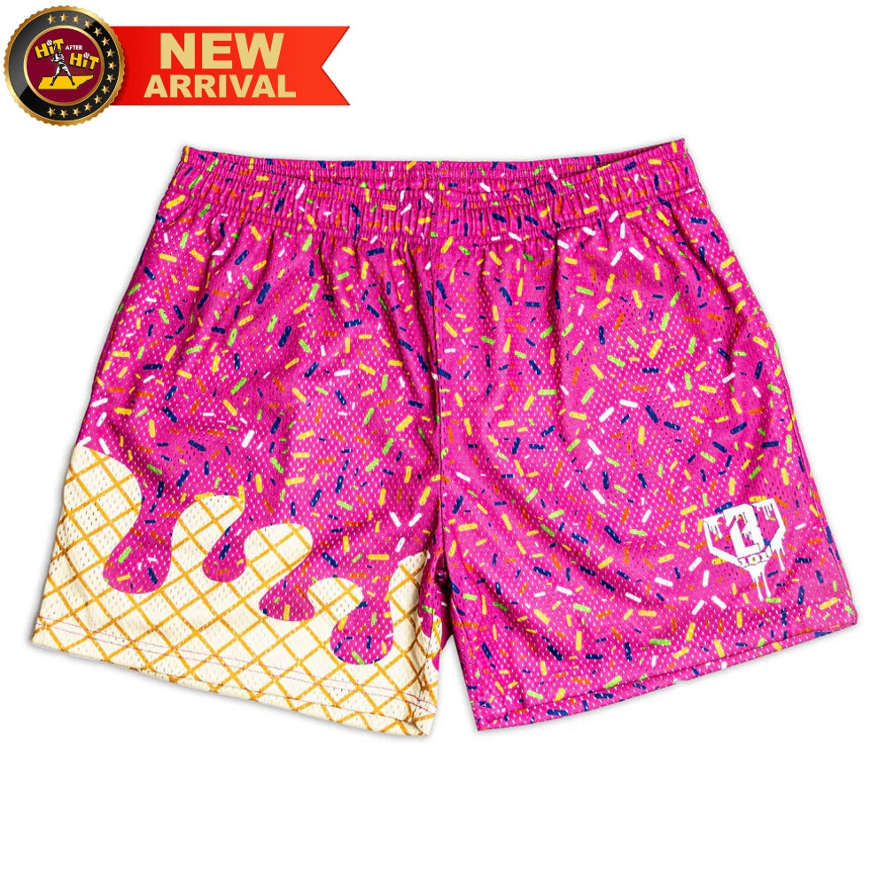 Baseball Lifestyle 101 Ice Cream Adult Shorts: Strawberry