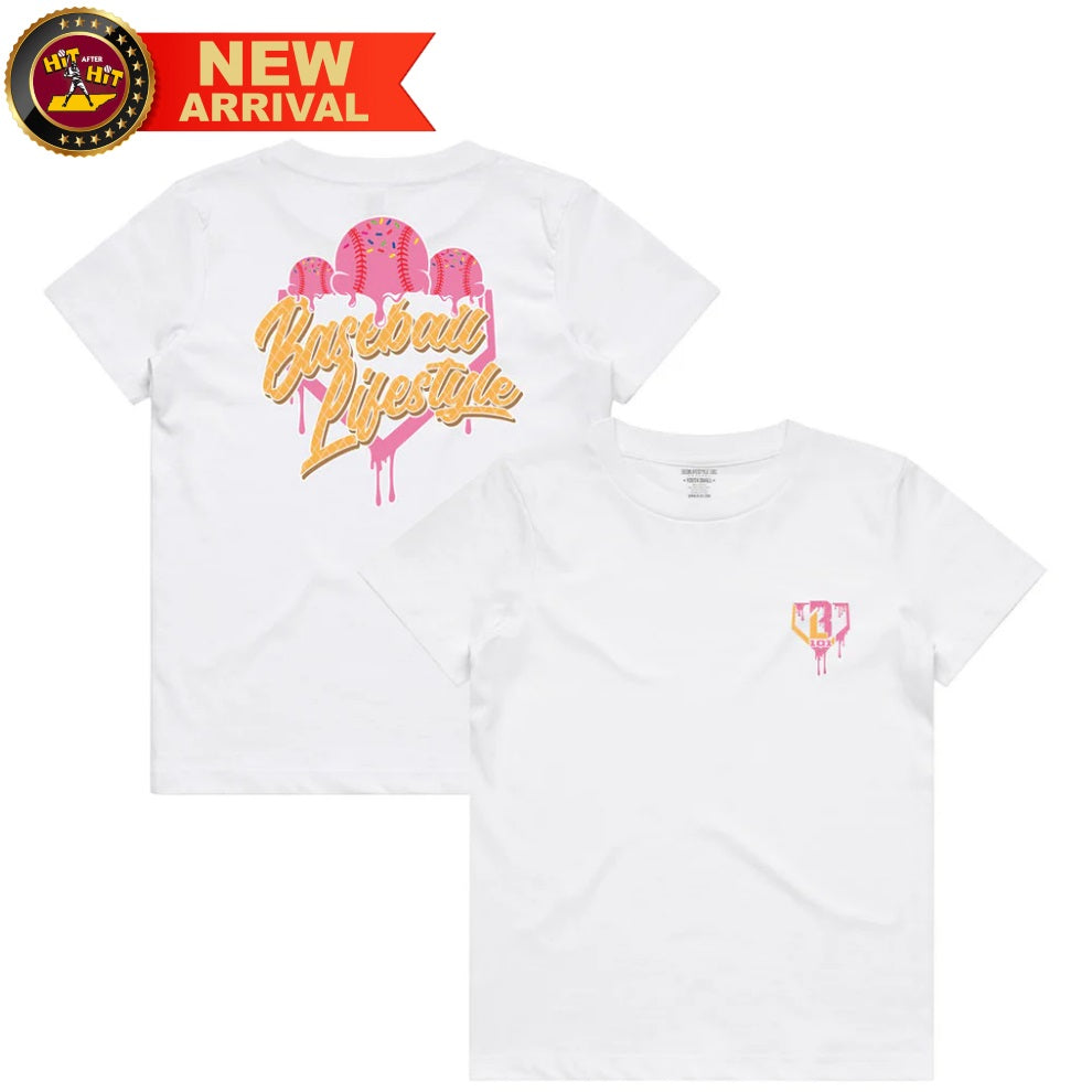 Baseball Lifestyle 101 Youth Ice Cream Tee - Strawberry