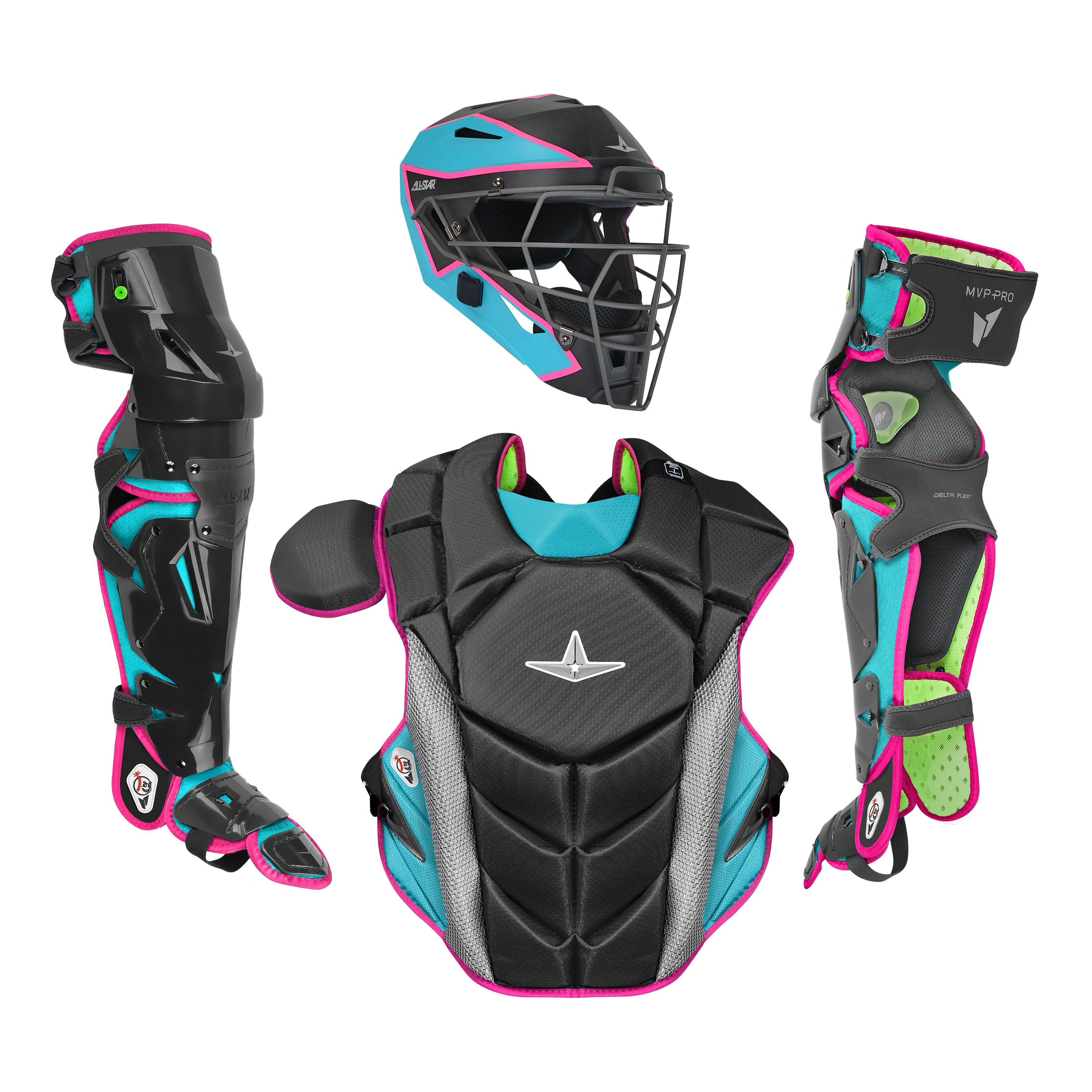 All Star MVP-PRO Short Fuse Series™ 1 Youth Catching Kits: CKCC-5-SF-BK_TE_HP Small