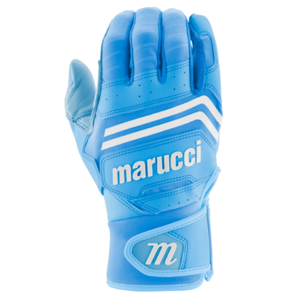 Custom Marucci Adult Columbia Blue-White Batting Gloves: MBGFZNP