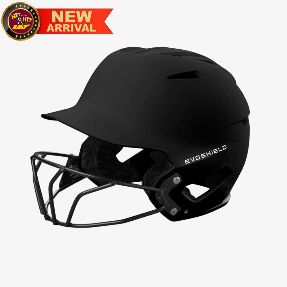 EVOSHIELD XVT 2.0 MATTE BATTING HELMET WITH FACEMASK: BLACK