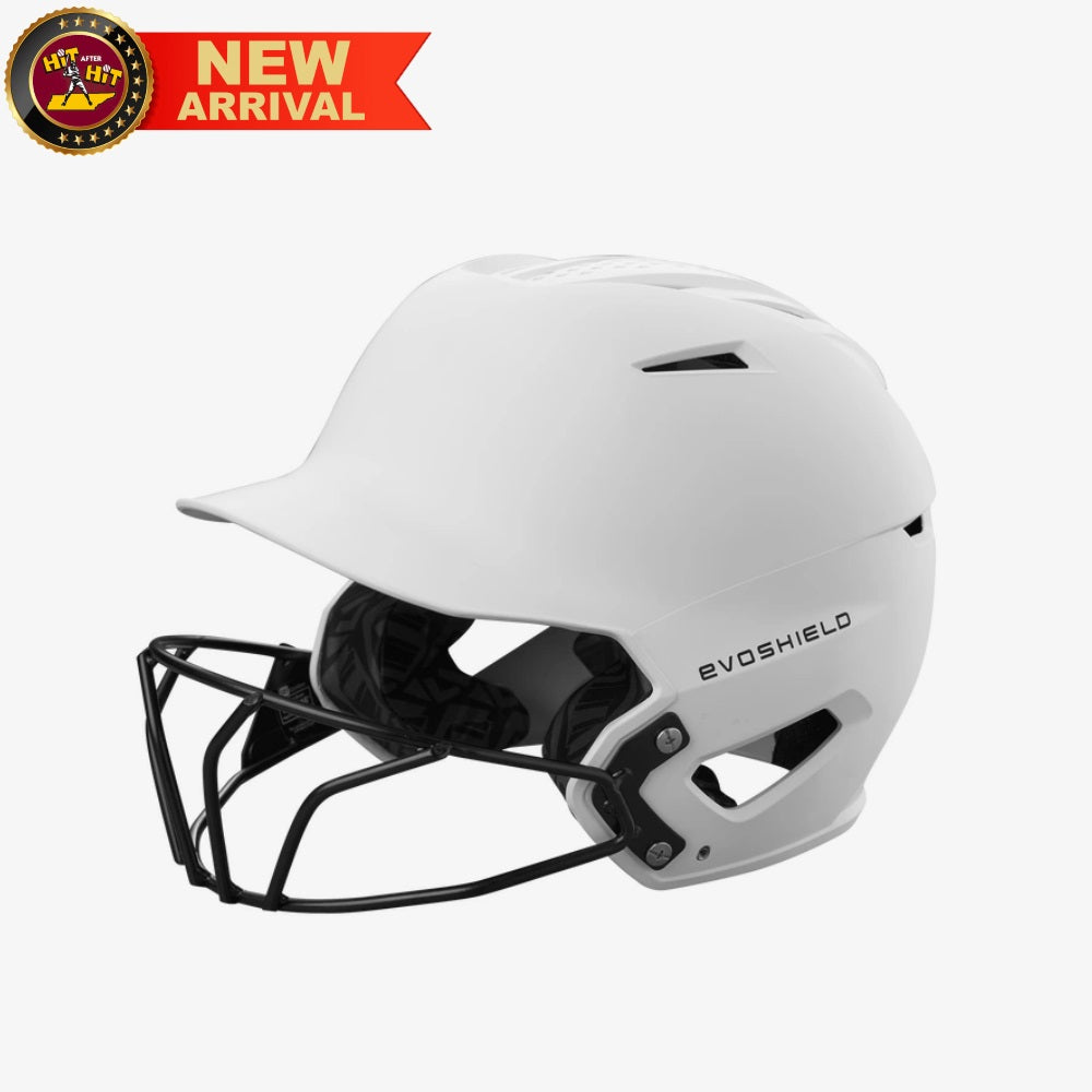 EVOSHIELD XVT 2.0 MATTE WHITE BATTING HELMET WITH FACEMASK: WB5725706