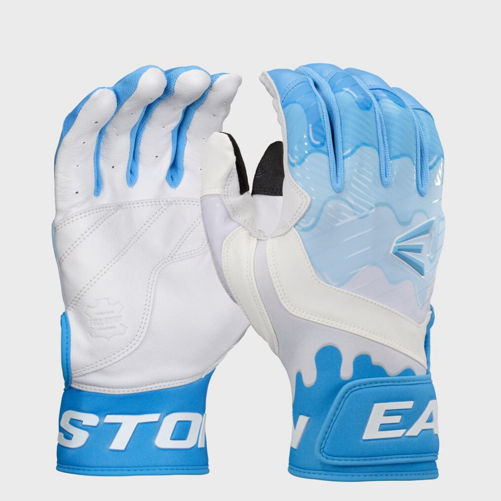 Easton Adult Walk-Off Ethos Drip Batting Gloves: White/Blue