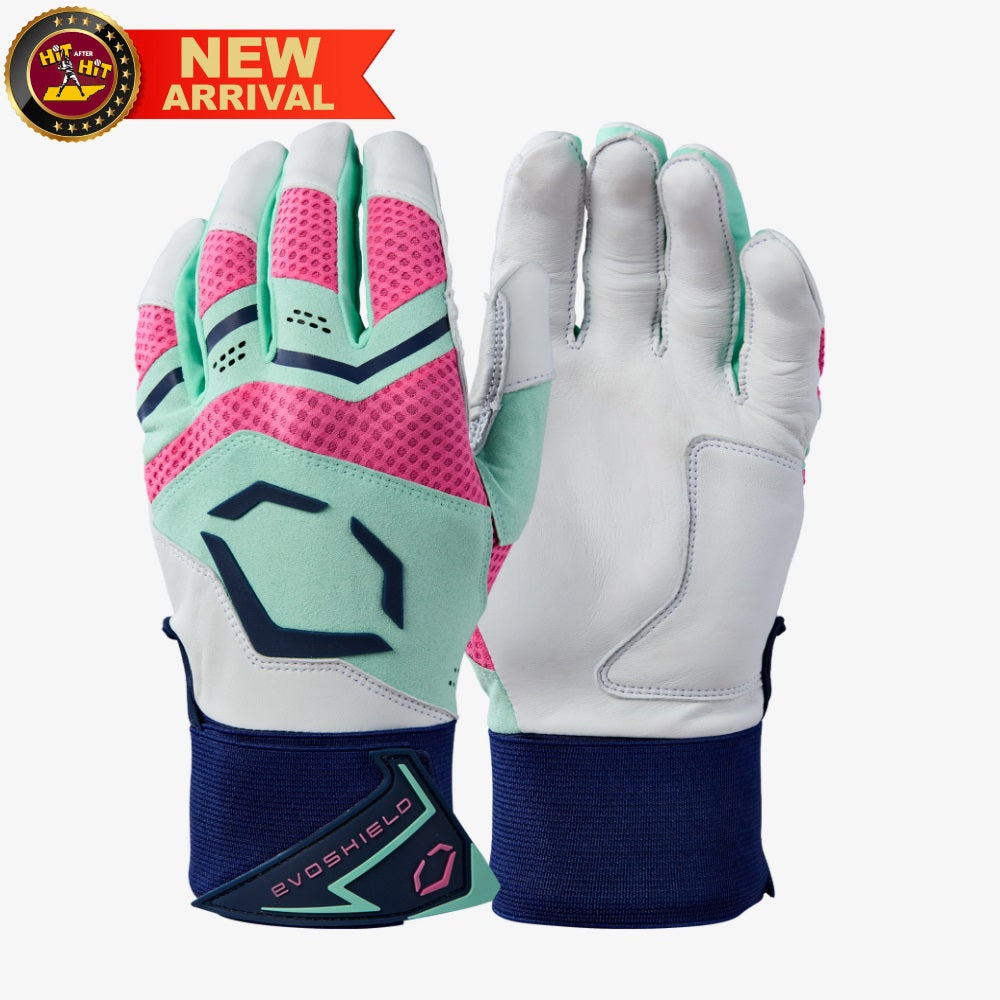 EvoShield Adult Navy/Seafoam Carbyne Batting Gloves with Strap: WB5774801