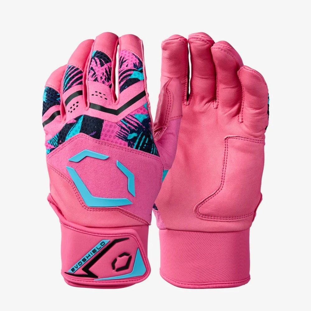 EvoShield Adult Miami Vice Carbyne Batting Gloves with Strap: WB5771701