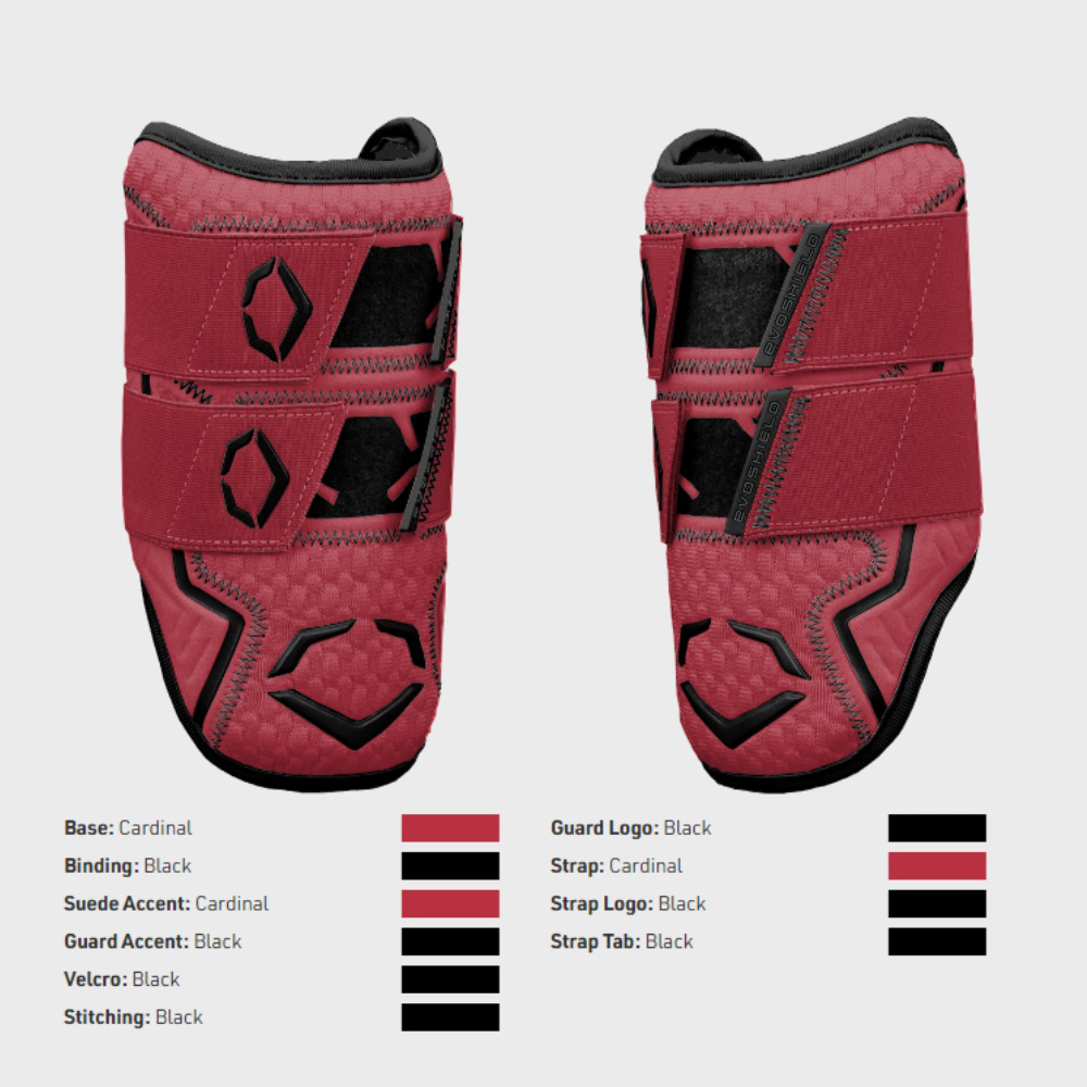 EVOSHIELD EXCLUSIVE PRO-SRZ™ 2.0 BATTER'S DOUBLE STRAP ELBOW GUARD: CARDINAL