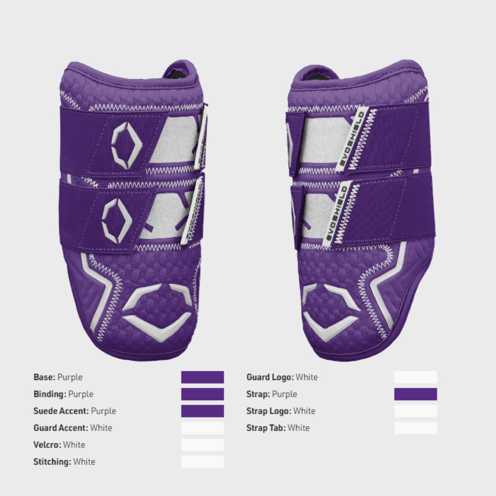 EVOSHIELD EXCLUSIVE PRO-SRZ™ 2.0 BATTER'S DOUBLE STRAP ELBOW GUARD: PURPLE