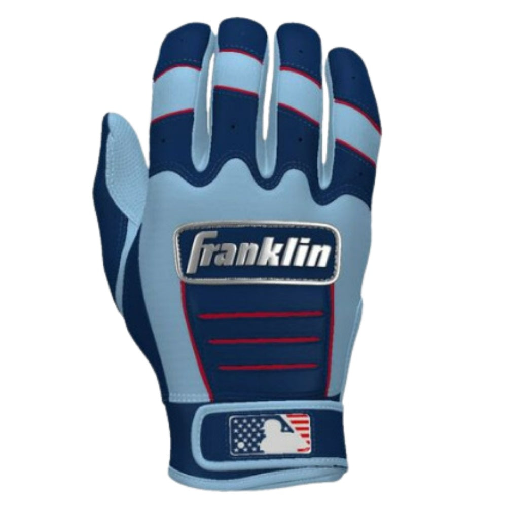 Franklin Custom Adult CFX Pro Batting Gloves: Navy/Columbia Blue/Red