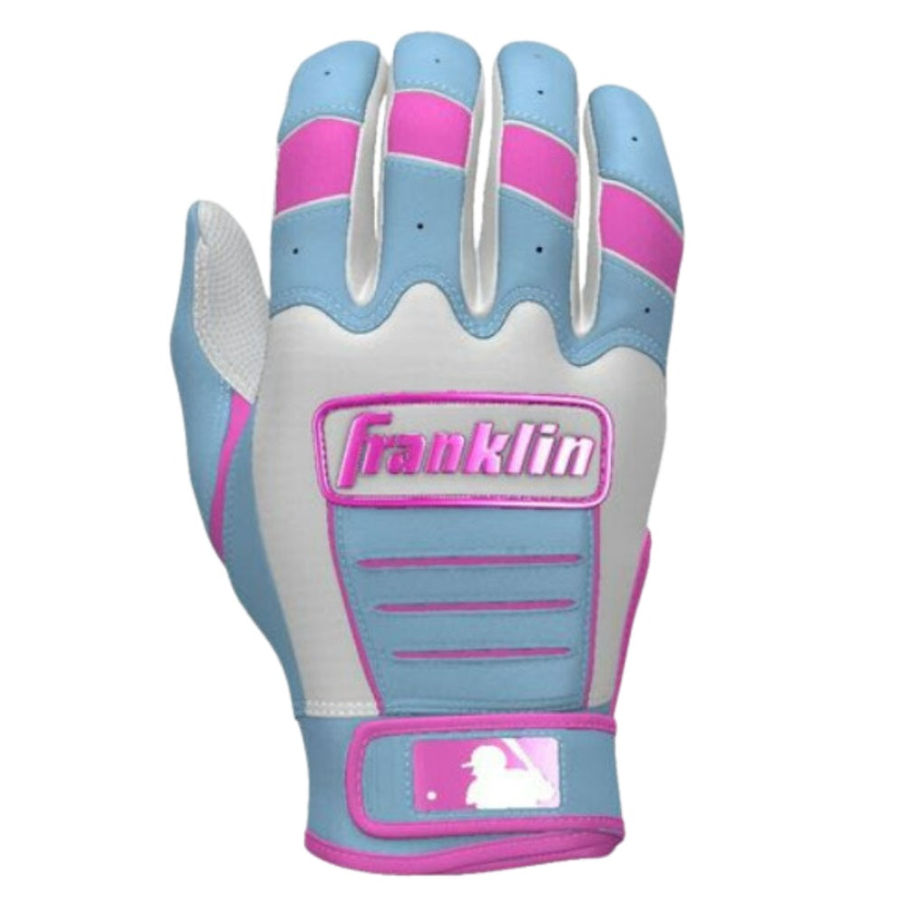 Franklin Custom Adult CFX Pro Batting Gloves: Columbia Blue/Pink/White