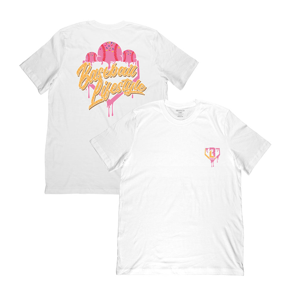 Baseball Lifestyle 101 Adult Ice Cream Tee - Strawberry