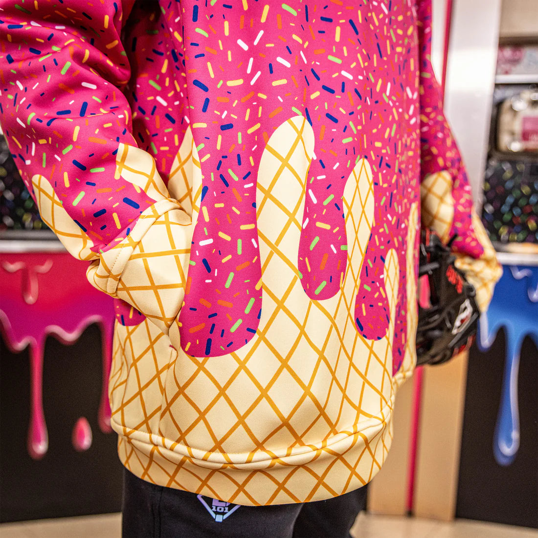 Baseball Lifestyle 101 Adult Ice Cream Hoodie: Strawberry