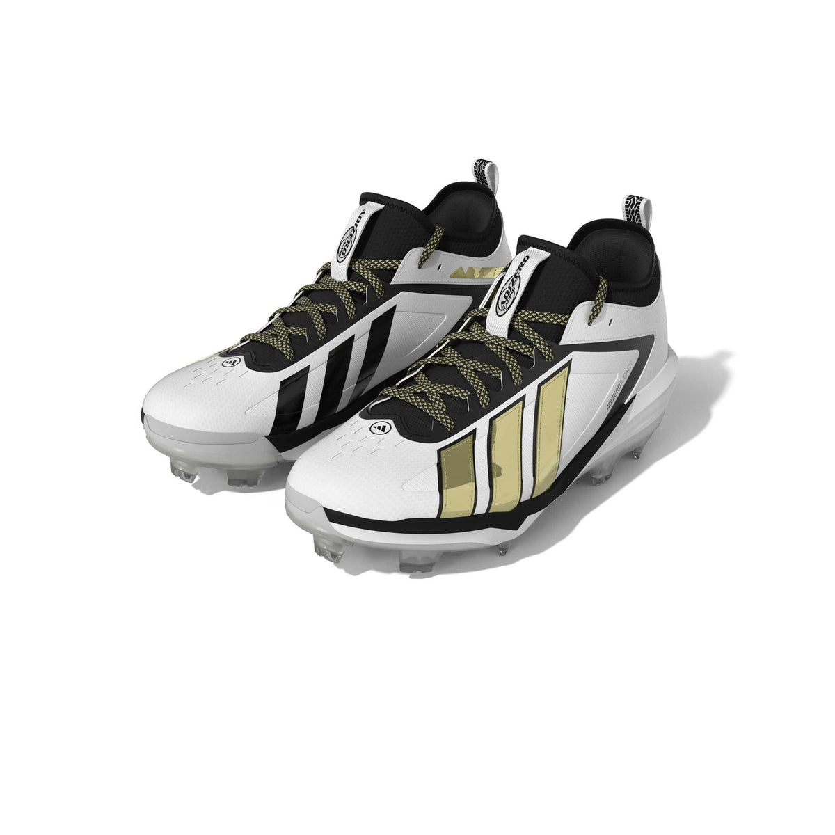 Adidas Adizero Impact 3.0 White/Gold/Black TPU Baseball Cleats: KH8042