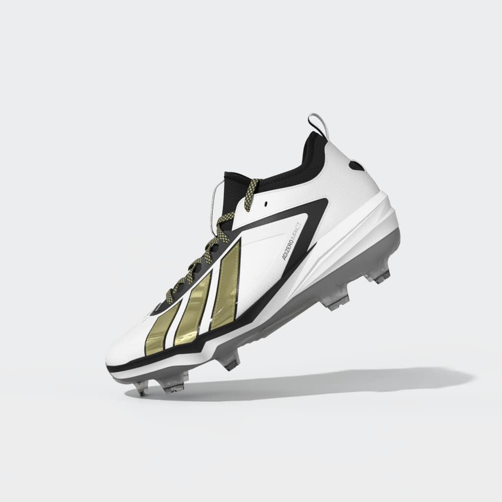 Adidas Adizero Impact 3.0 White/Gold/Black TPU Baseball Cleats: KH8042