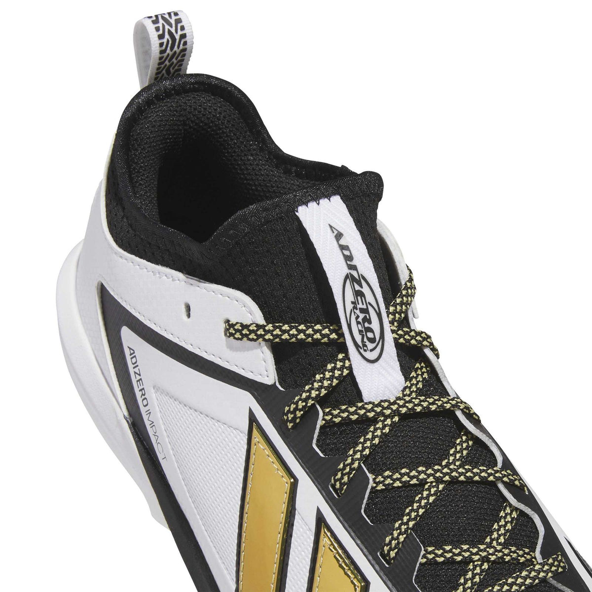 Adidas Adizero Impact 3.0 White/Gold/Black TPU Baseball Cleats: KH8042