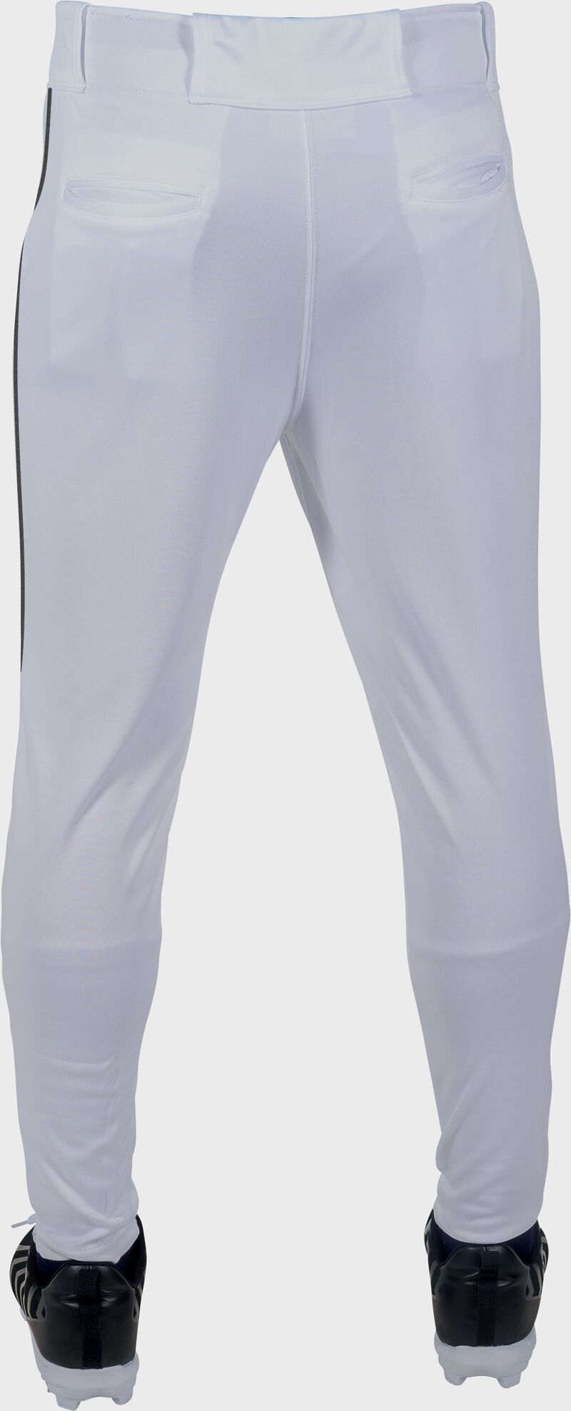 RAWLINGS LAUNCH ADULT WHITE/BLACK JOGGER FIT PIPED BASEBALL PANTS: LNCHJGP