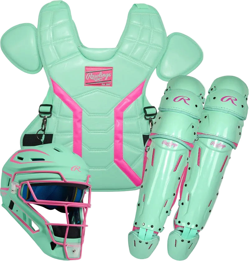 Rawlings Mach Pro Series Catcher's Set: Mint/Pink