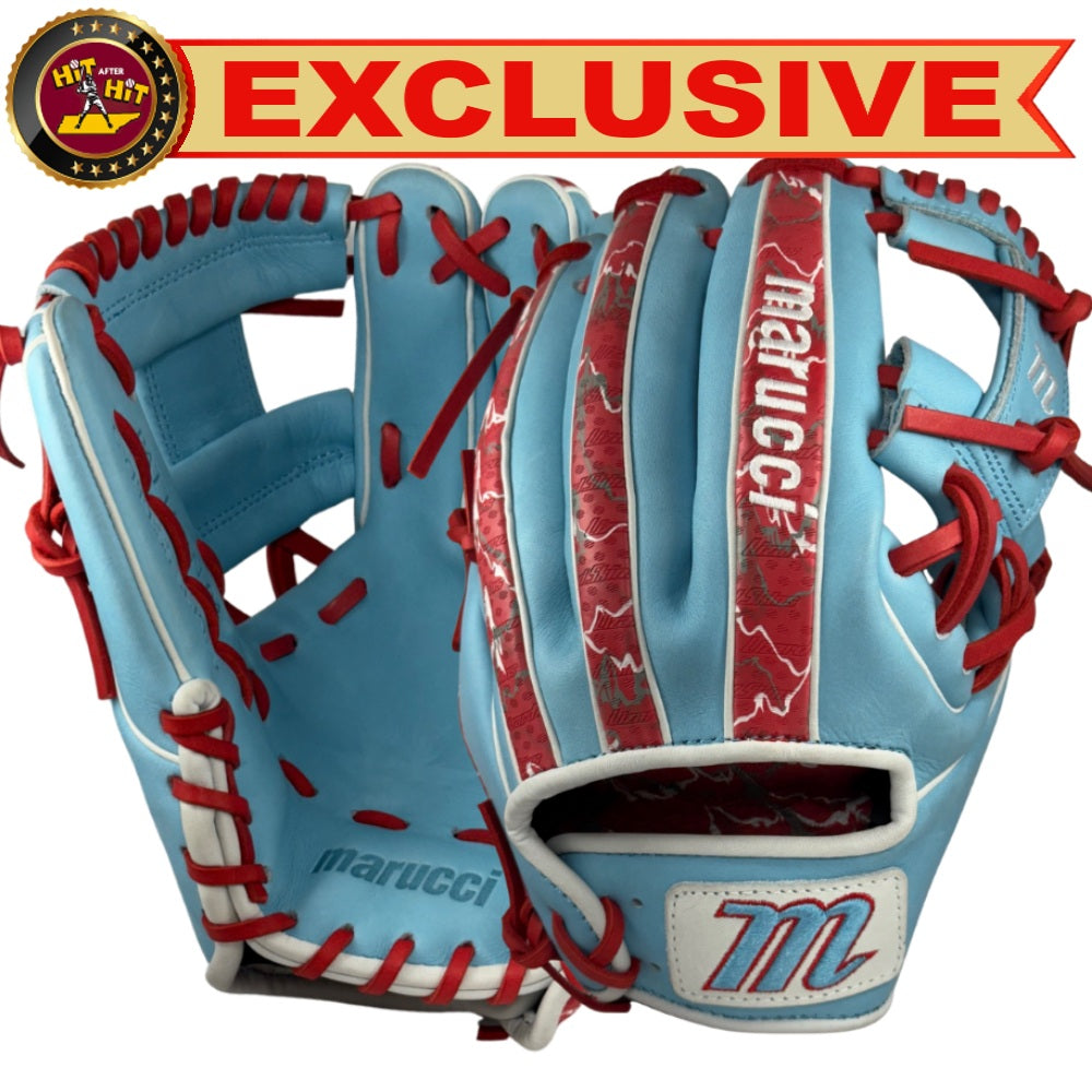 Marucci Custom Exclusive Cypress 11.5" Baseball Glove: Columbia Blue/Red/Scarlet Camo