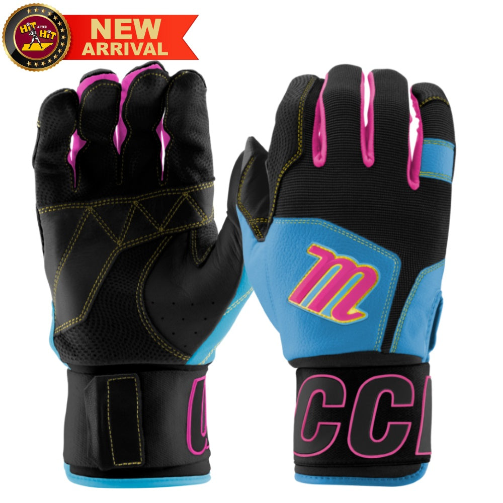 Marucci Adult Blacksmith Wrap Batting Gloves: MBG2BKSM-BK/CB