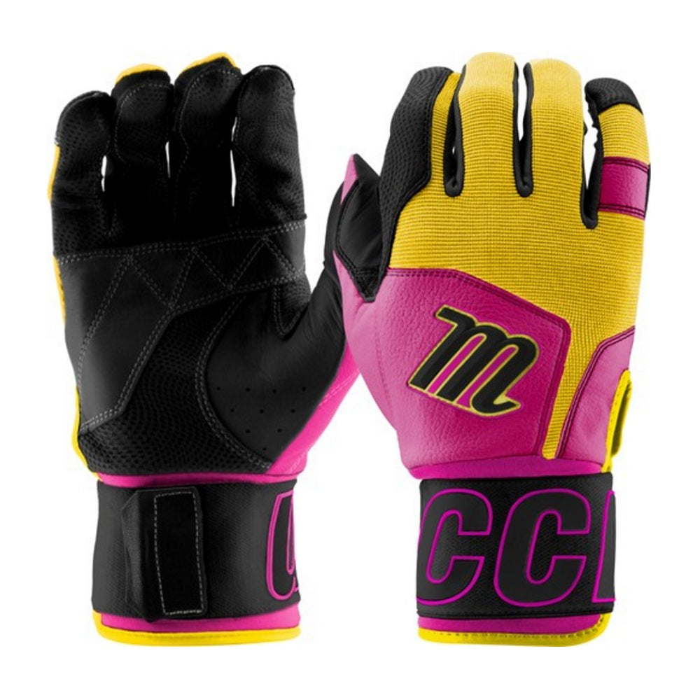 Marucci Youth Blacksmith Wrap Batting Gloves: MBG2BKSMY-PK/YL