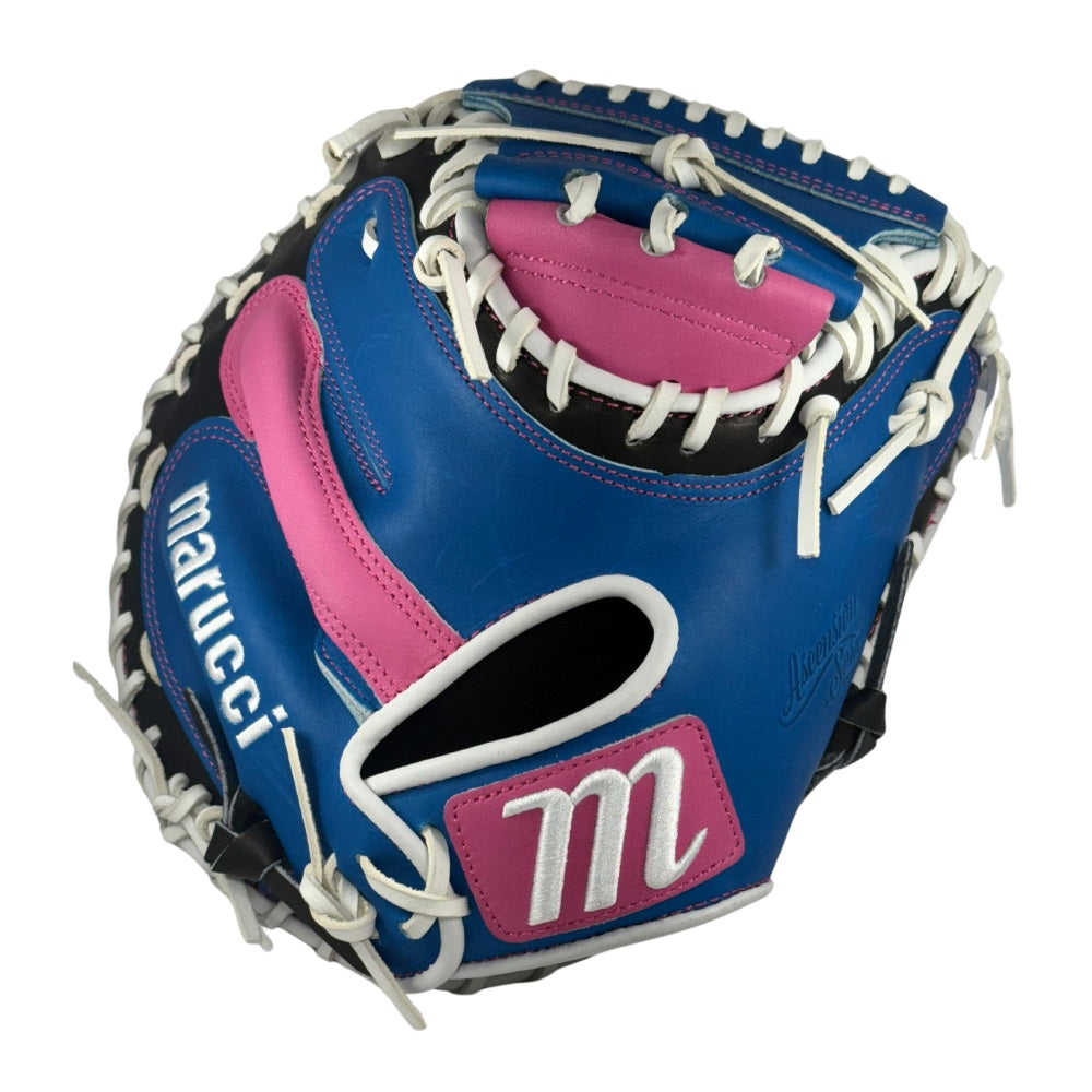 Marucci Custom Ascension 33" Baseball Catcher's Mitt: Electric Blue/Pink/Black