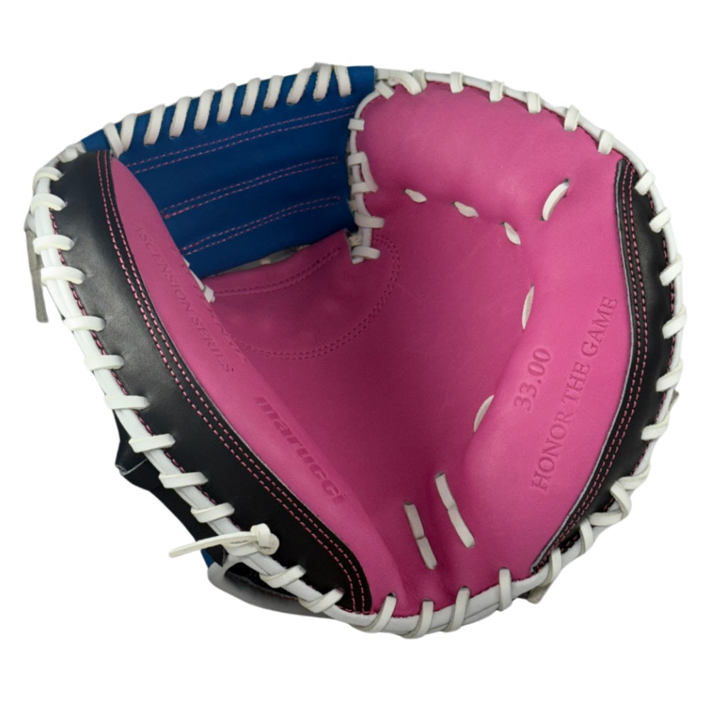 Marucci Custom Ascension 33" Baseball Catcher's Mitt: Electric Blue/Pink/Black