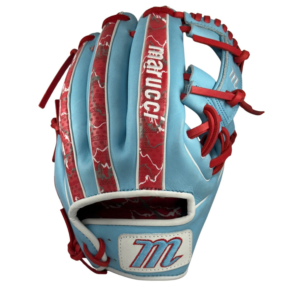 Marucci Custom Exclusive Cypress 11.5" Baseball Glove: Columbia Blue/Red/Scarlet Camo