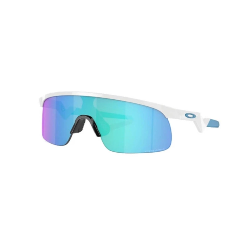 Oakley Resistor Youth Fit Sunglasses: Polished White/Prizm Sapphire