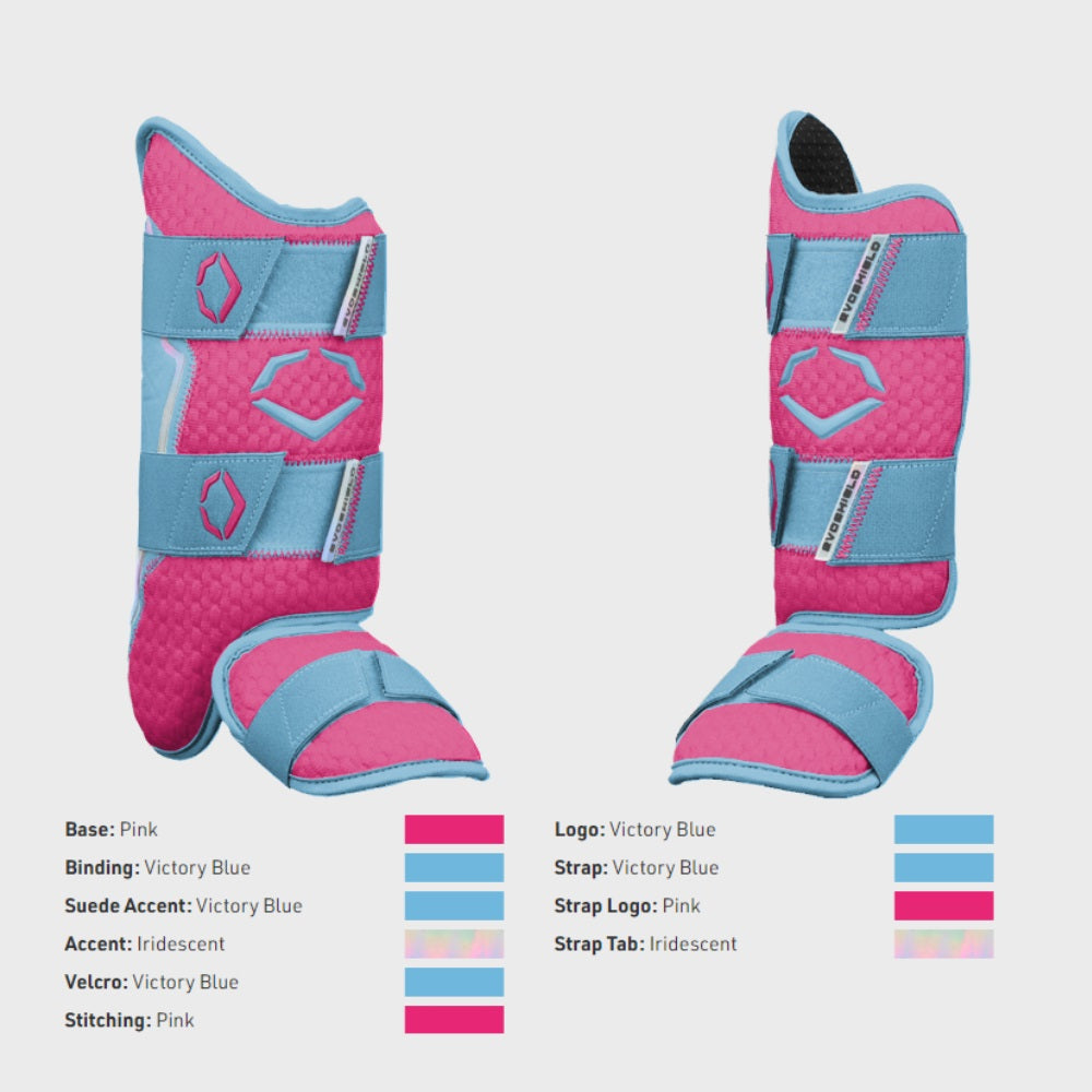 EVOSHIELD CUSTOM EXCLUSIVE PRO-SRZ™ 2.0 BATTER'S LEG GUARD: PINK AND COLUMBIA BLUE