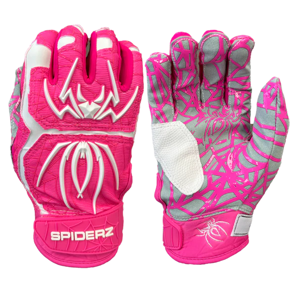 Spiderz HYBRID Batting Gloves - Pink/White