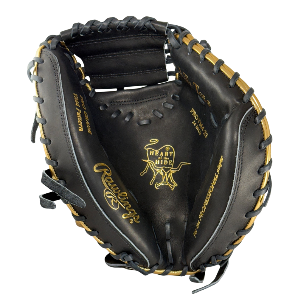 Rawlings Custom 34" Heart of the Hide Black and Gold Catchers Mitt: PROYM4-23