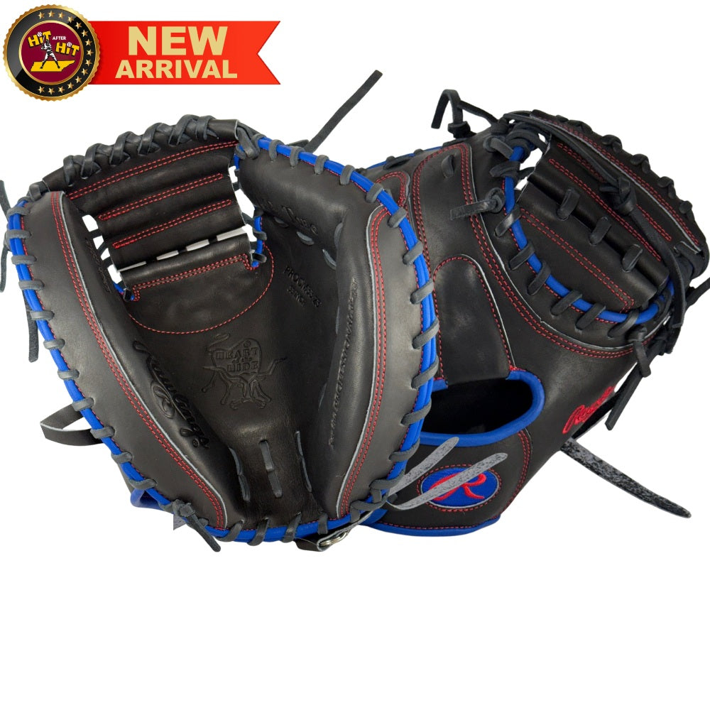 Rawlings Custom 33" PROCM33-23 Heart of the Hide Catchers Mitt: Black/Royal/Red