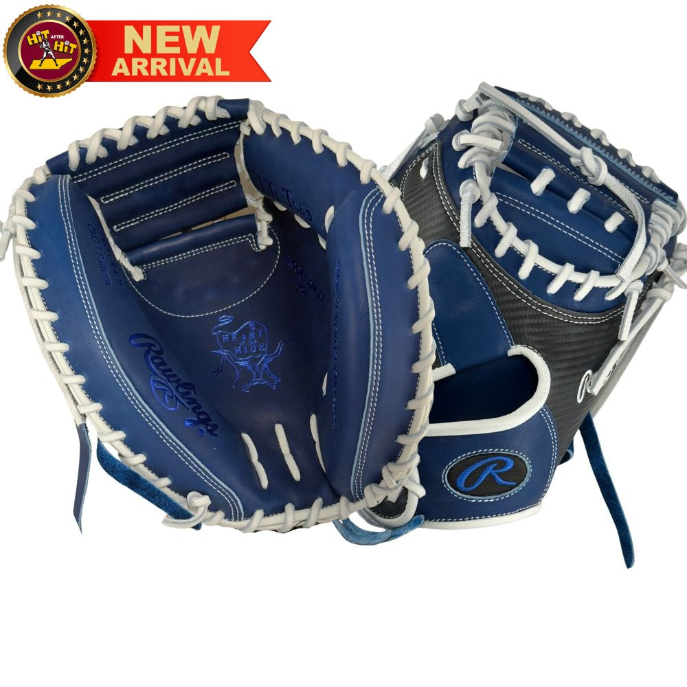 Rawlings Custom 33" Heart of the Hide Black and Royal Catchers Mitt: PROCM33DM-23
